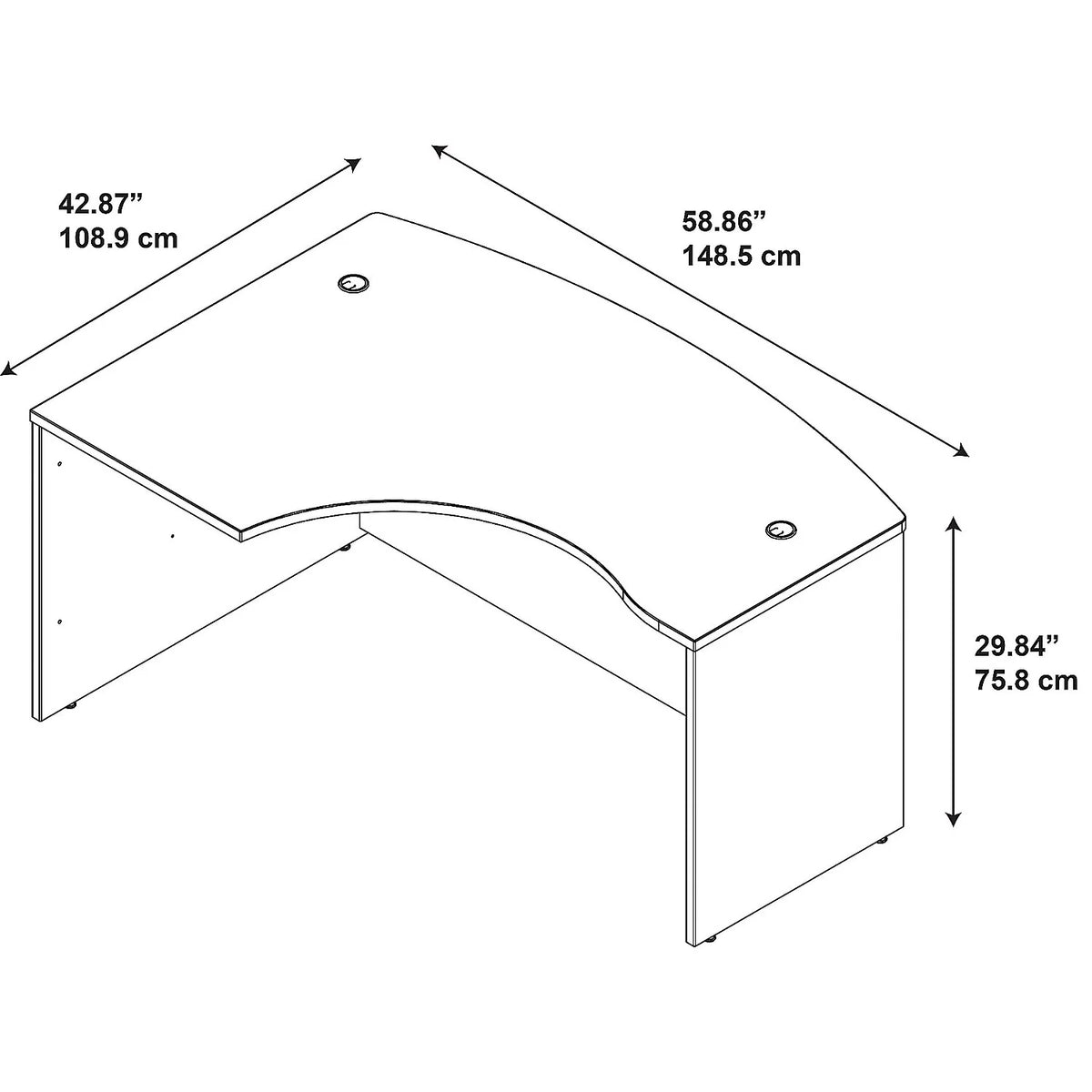 60x43 L-Bow Desk in Mocha Cherry Engineered Wood E469841