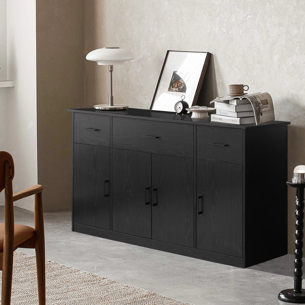 Black Sideboard Buffet Cabinet with 3 Drawers S38449