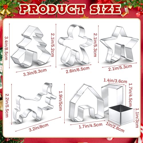 7 Pcs Stainless Steel Christmas Mug Topper Cookie Cutters U468219
