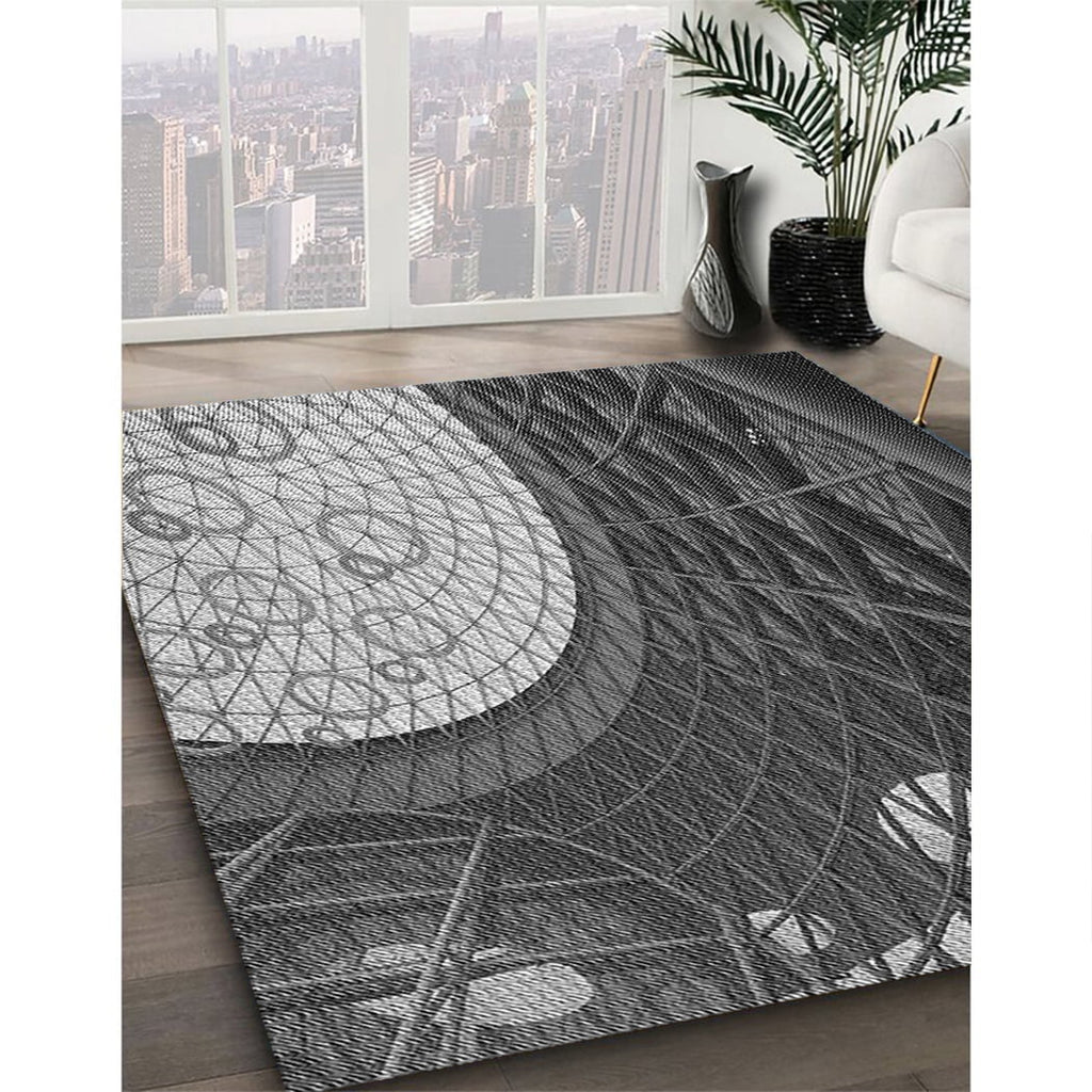 Dark Gray Black Patterned Area Rugs, 5' x 7' X1090