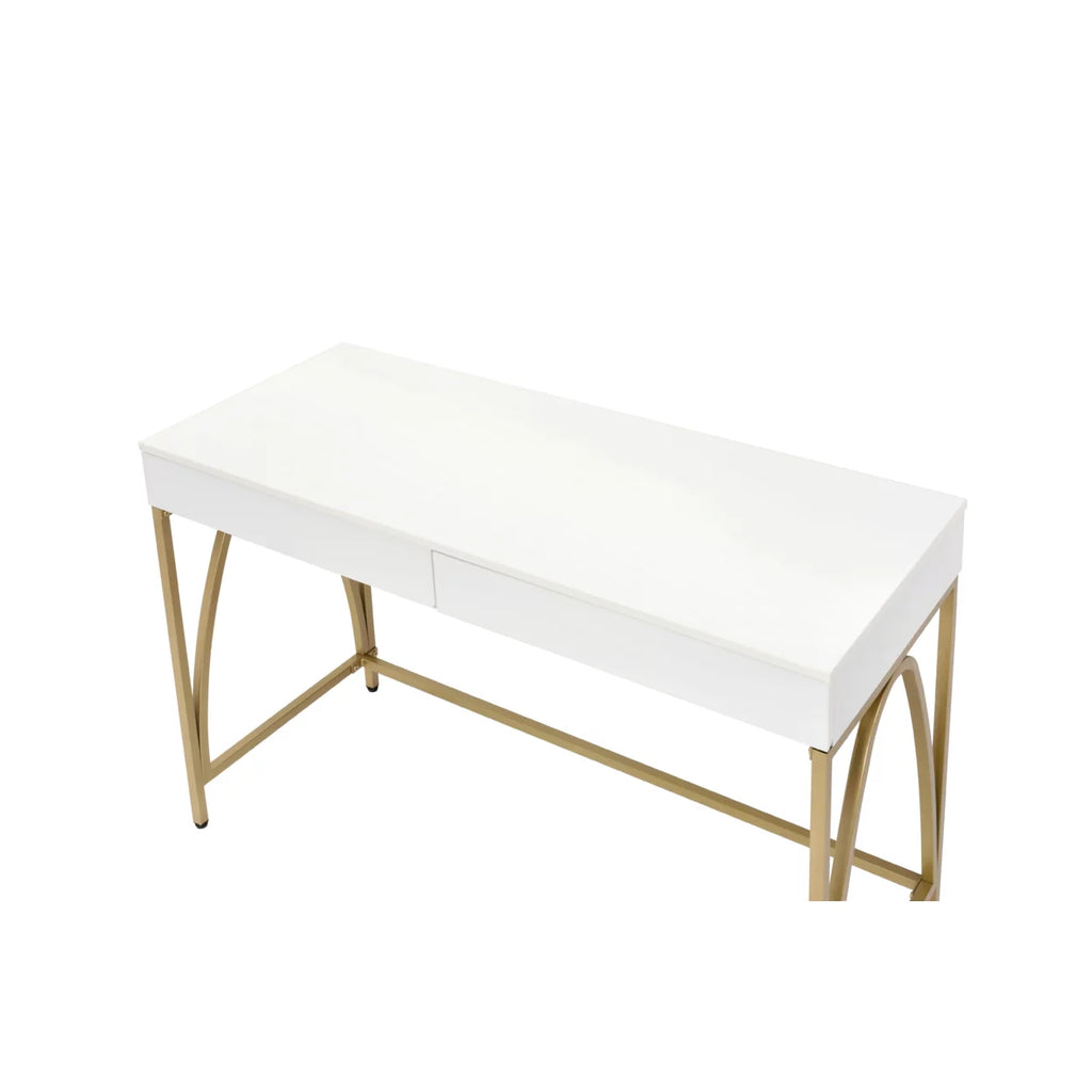 Rectangular Wooden Frame Desk with 2 Drawers and Metal Legs R711