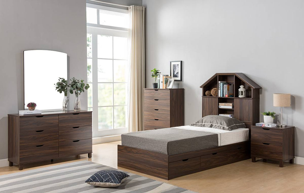 Dark Walnut Twin Bookcase Headboard P731977