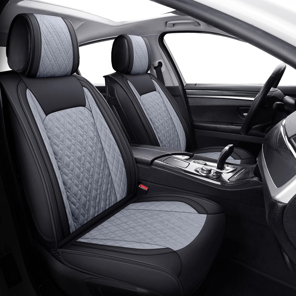 Universal Leather Full Seat Covers Full Set Black-Red A65894