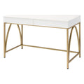 Rectangular Wooden Frame Desk with 2 Drawers and Metal Legs R711