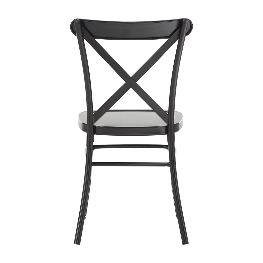 Antique Black Metal Dining Chairs Set of Two X581370