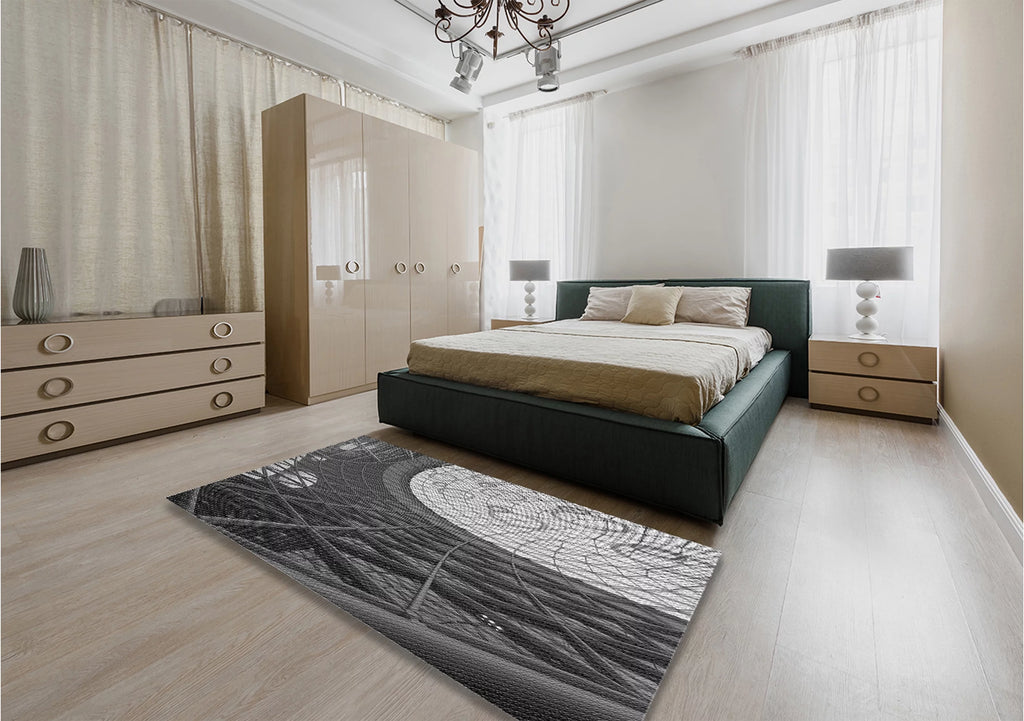 Dark Gray Black Patterned Area Rugs, 5' x 7' X1090