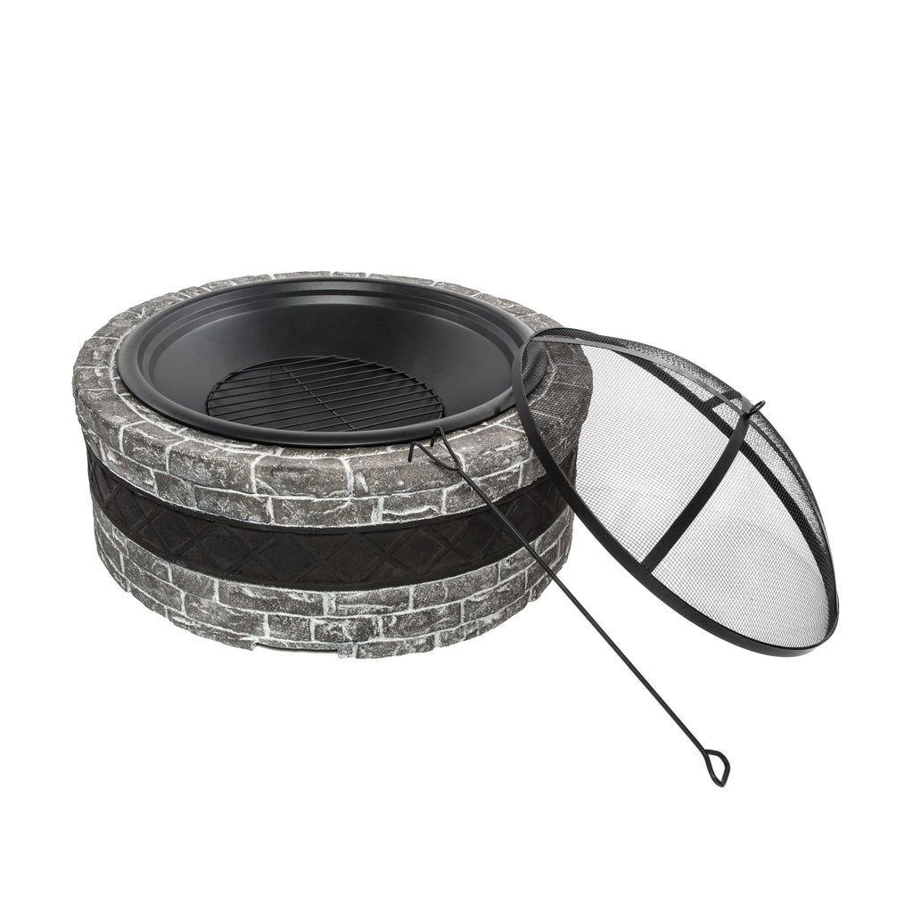 Wood Burning Fire Pit with Dome Screen & Poker Y86720