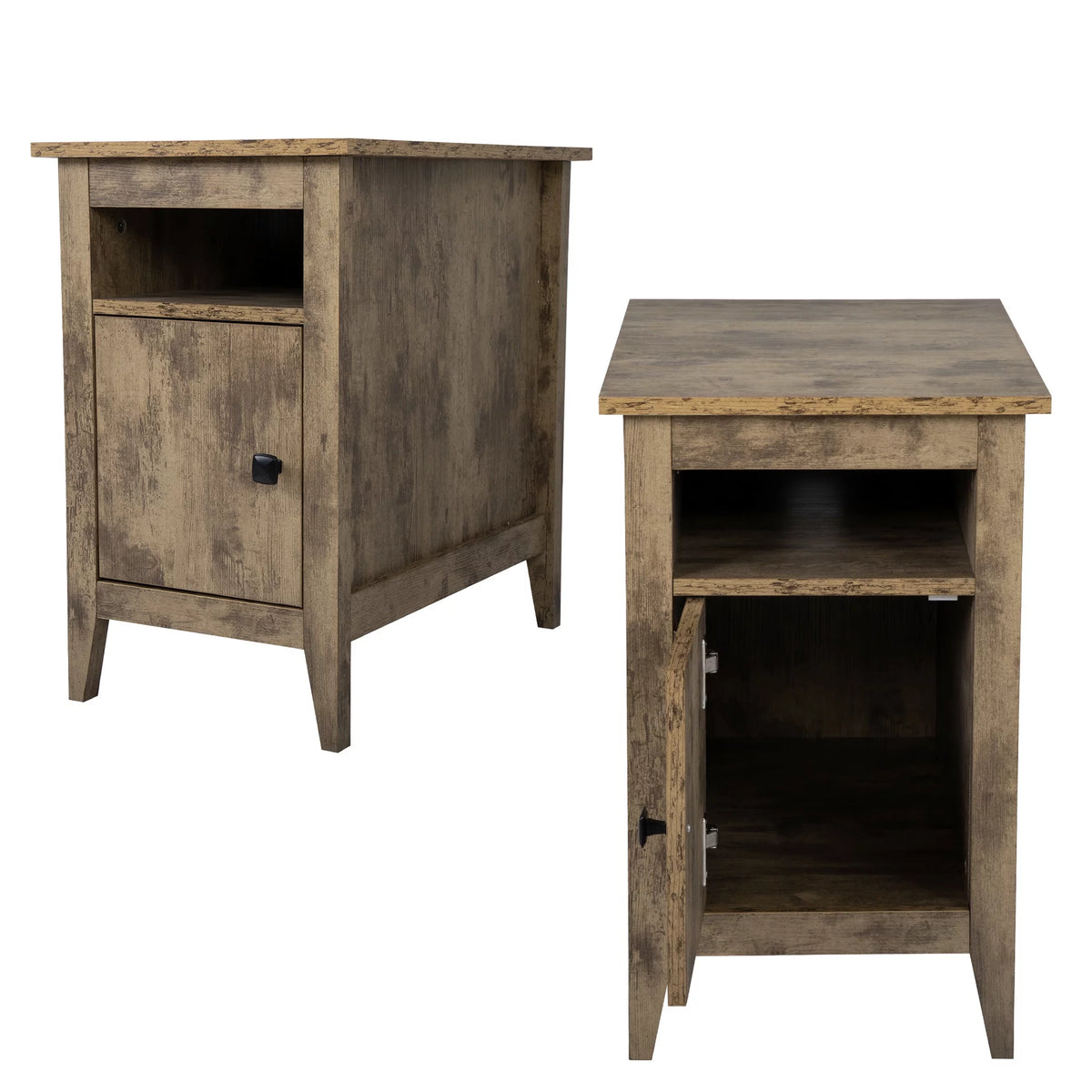 Set of 2 Wood Side Table with Cabinet and Shelf R520071