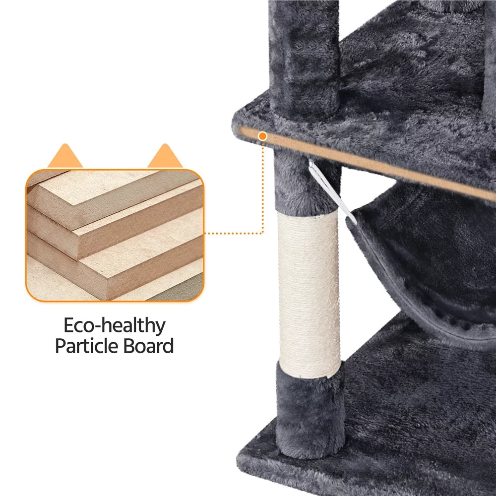 67" Multi-Level Cat Tree Tower with 2 Condos & Hammock Basket P547768