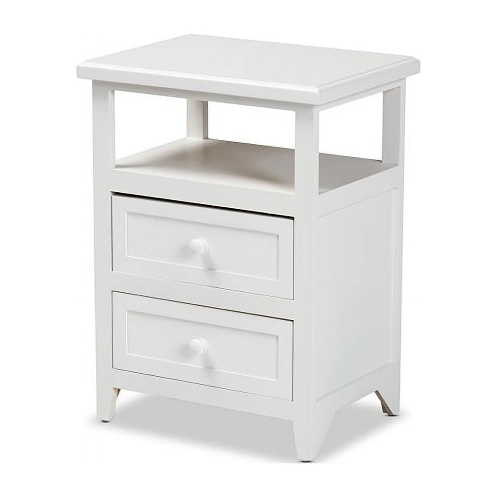 White Finished Wood 2-Drawer Nightstand W75411