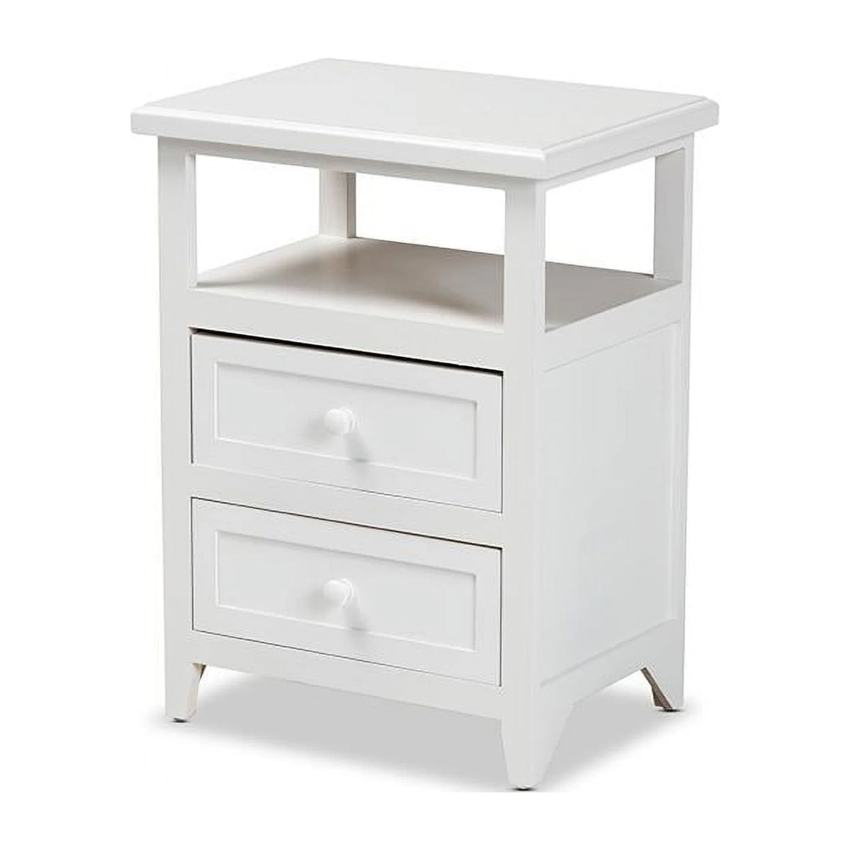 White Finished Wood 2-Drawer Nightstand W75411