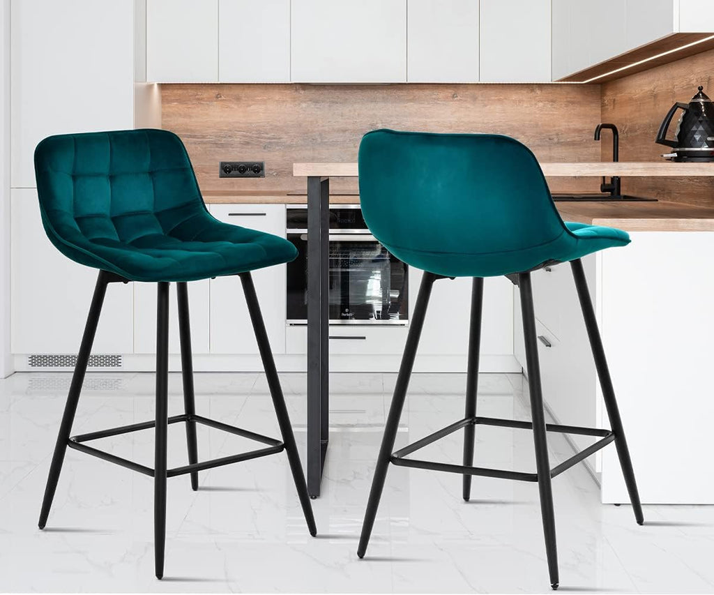 Blue Velvet Counter Height Bar Stools Set of 2 L5210