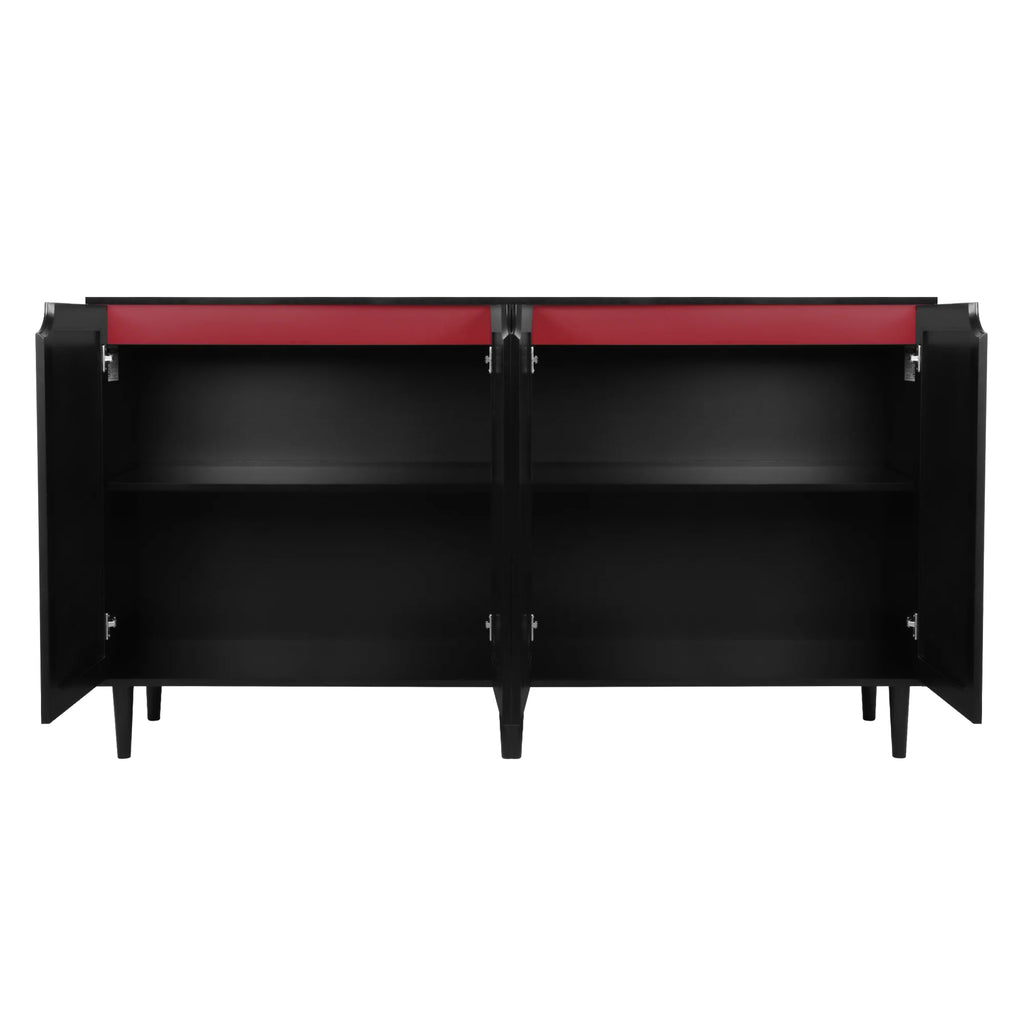 Black Rattan Storage Cabinet with 4 Doors G34717