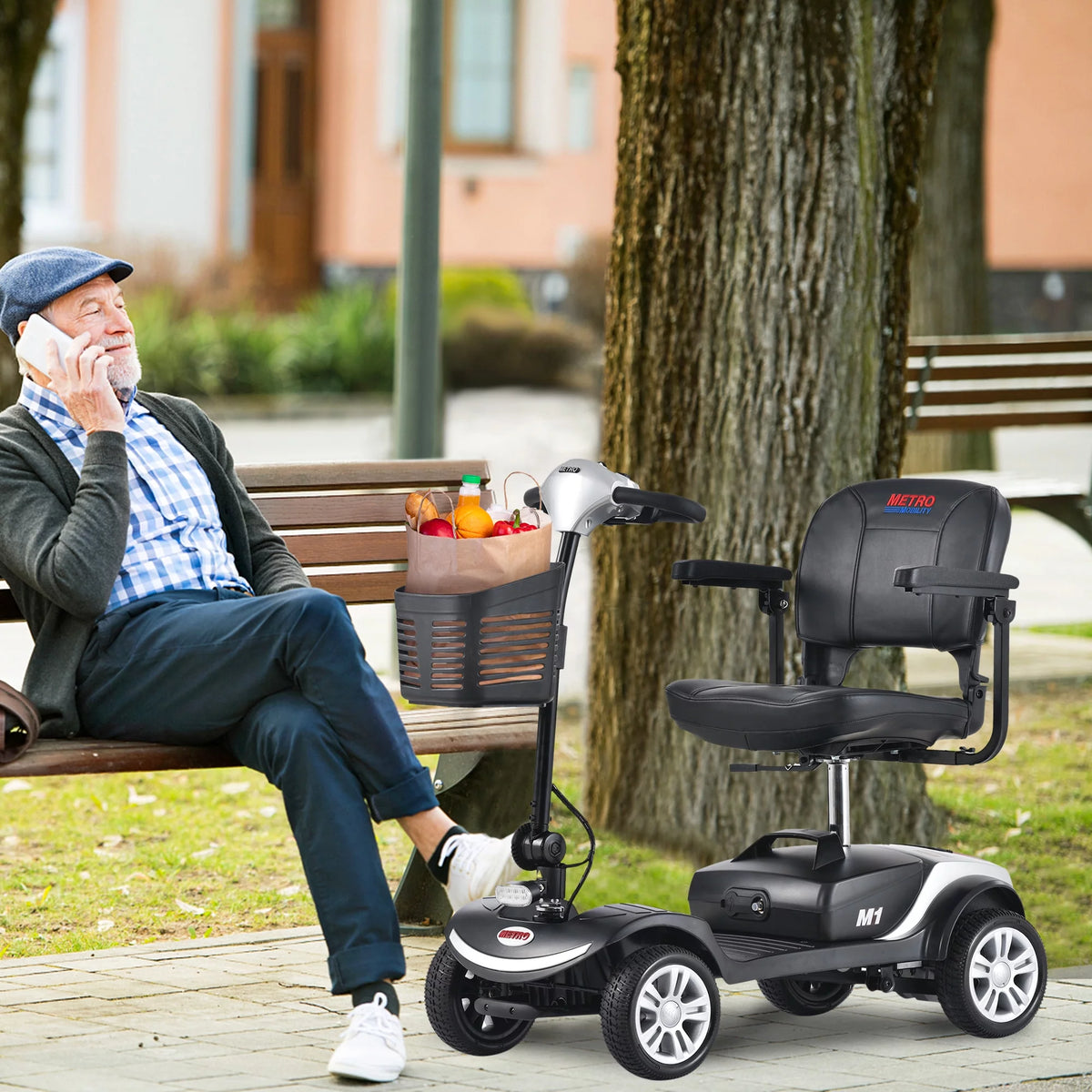 4-Wheel Mobility Scooter with Detachable Basket, Silver C24867