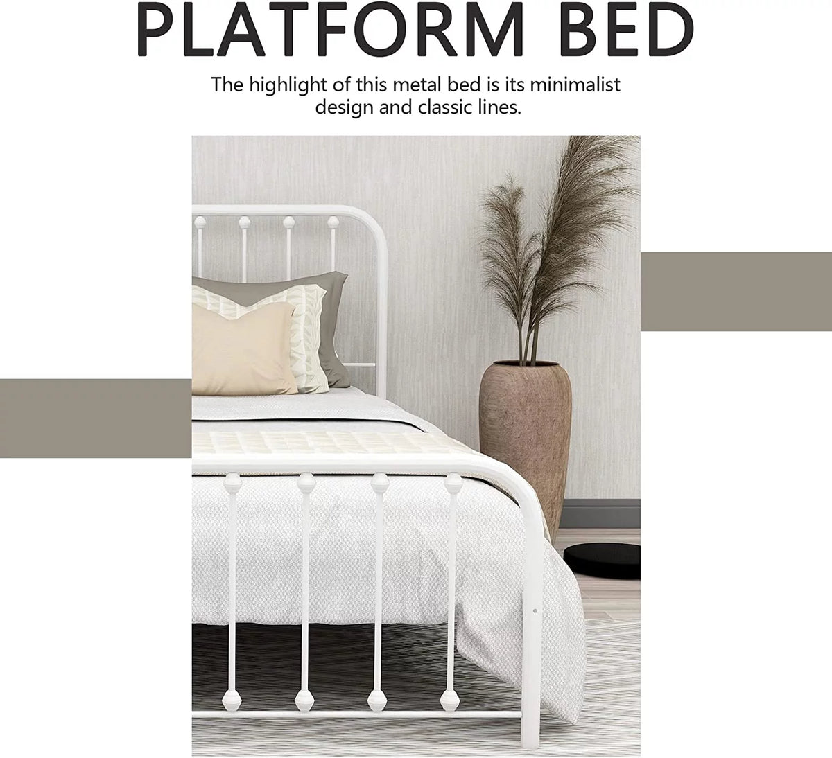 Sturdy Metal Platform Twin Bed Frame K808638
