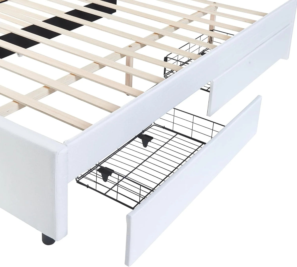 Queen Size Upholstery Platform Bed with 2 Storage Drawers and Trundle M68001