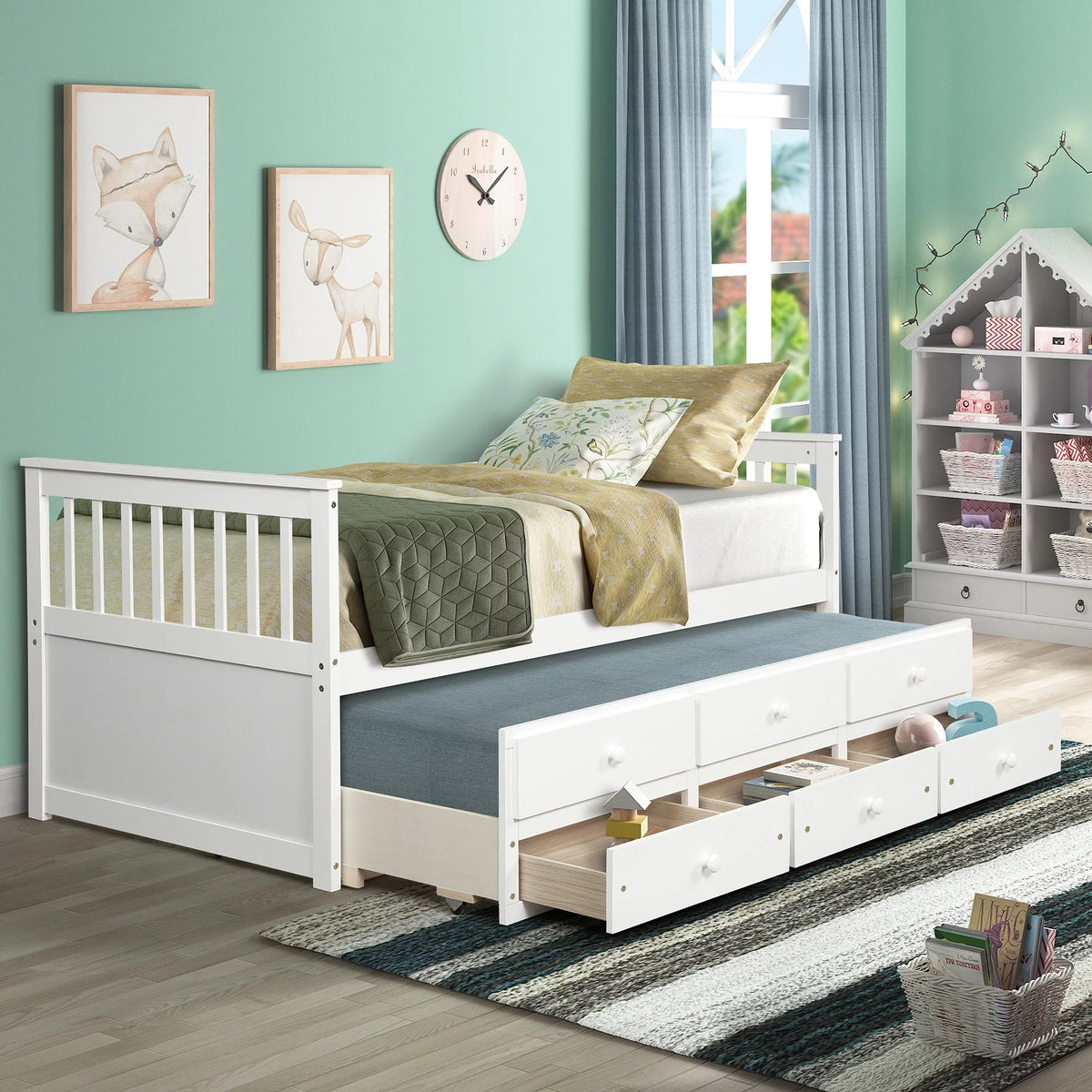Twin Size Daybed with Trundle and Storage Drawers H38458