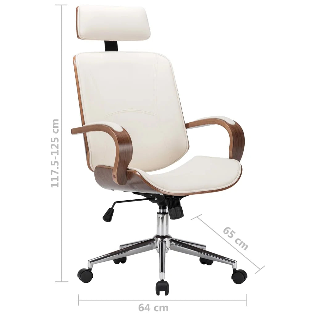 Cream Faux Leather Bentwood Swivel Office Chair D836840