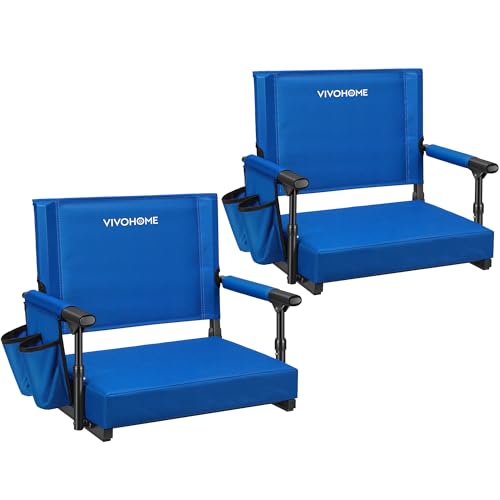 Portable Bleacher Chairs with Cup Holder and Shoulder Strap, 2 Pack F2828
