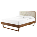 Full Size Wood Brown Walnut Platform Bed Frame W549