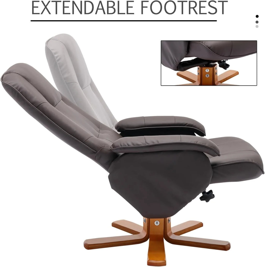 Grey Faux Leather Swivel Recliner with Ottoman K225