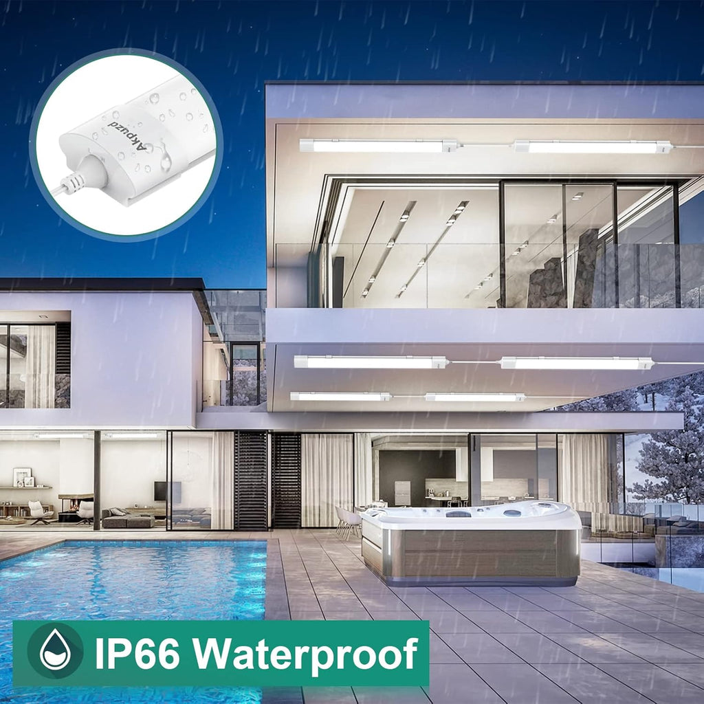 Under-Counter Light Plug in, Waterproof Kitchen Lights Under Cabinet, 5000K 1700Lm 16W 1.4FT Plug in Lights for Ceiling with Switch, Linkable LED Tube Light for Workbench...(2PCS) Pack of 2 U164924