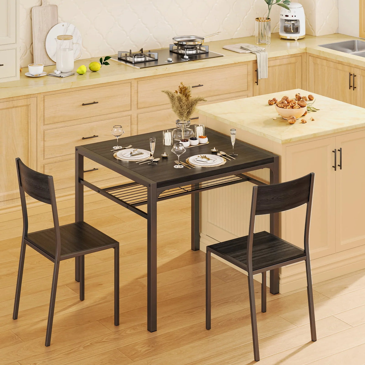4 Piece Dining Table with 2 Chairs and Bench A99937