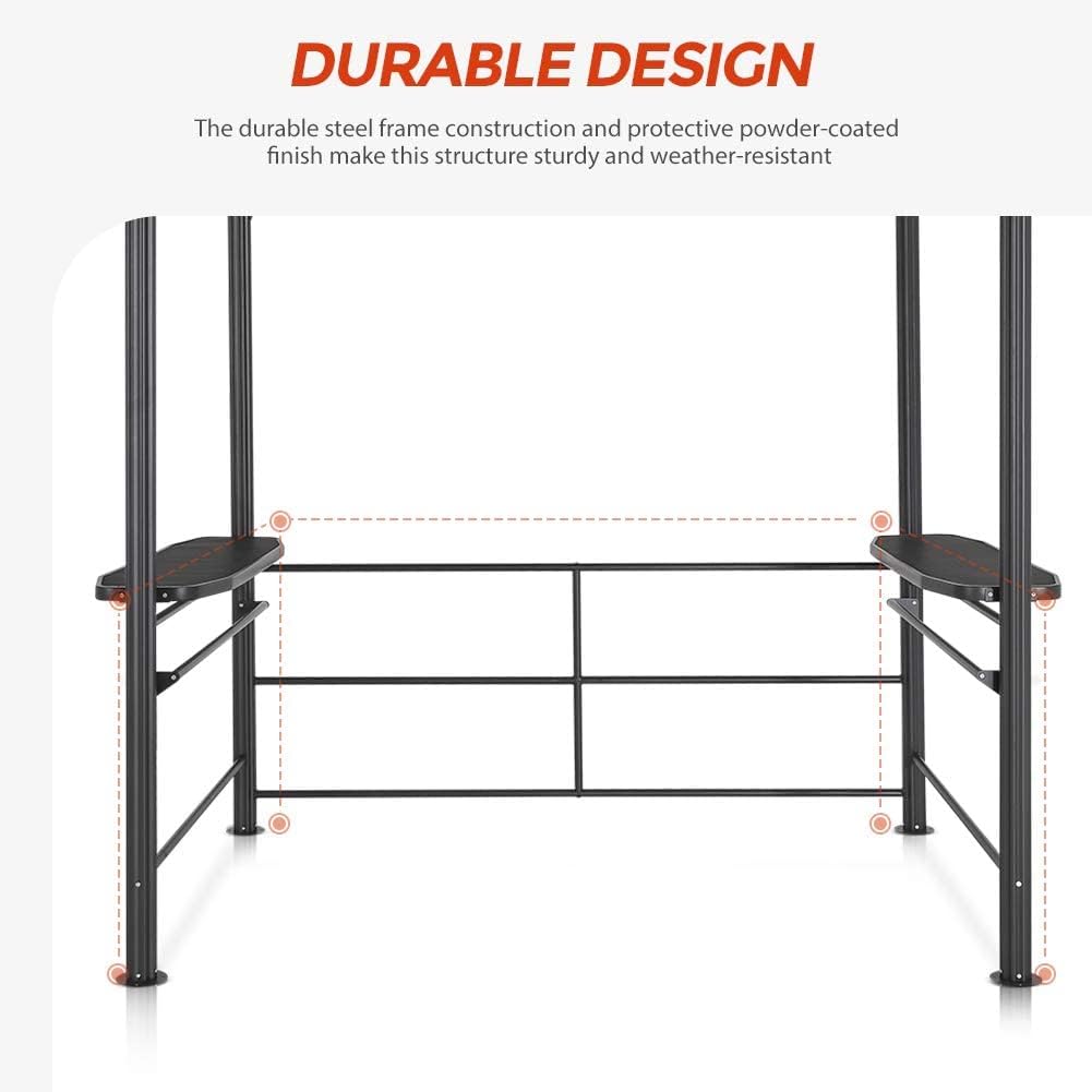 8'x5' Steel Frame Double-Tier Polycarbonate Top Grill Gazebo D384