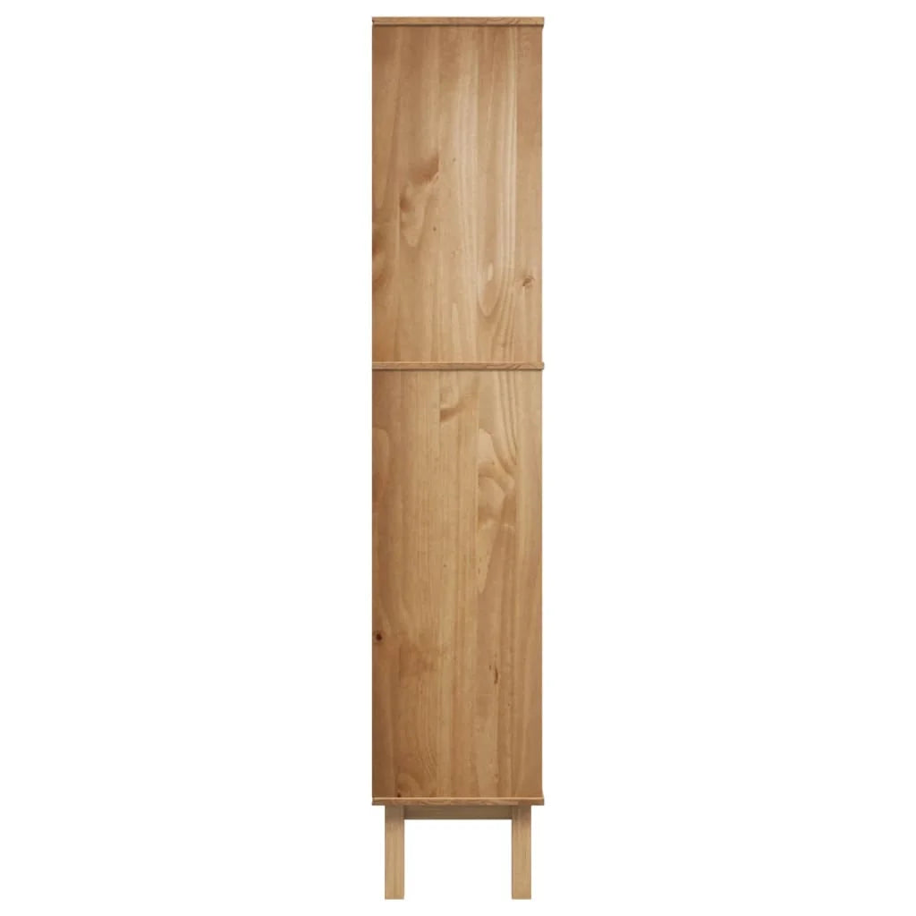 Brown and Gray Solid Wood Pine Bookcase with 2 Drawers X687