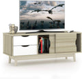Oak Wood TV Stand with 2 Drawers and 2 Sliding Doors F5590
