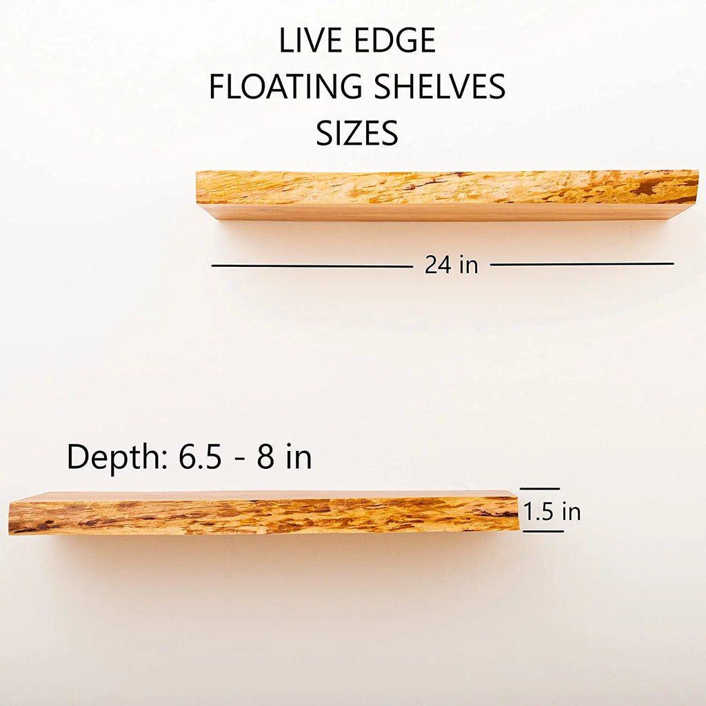 Cedar 24 inches Long Set of 2 Wood Floating Shelves Q34371
