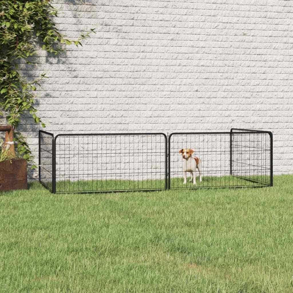 Black 4 Panels Powder-coated Steel Dog Playpen W607