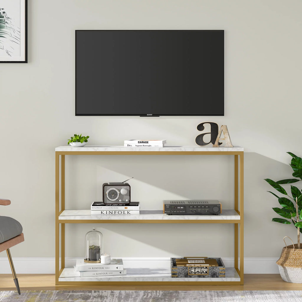 Gold Sofa Console Table with Storage Shelves F659485