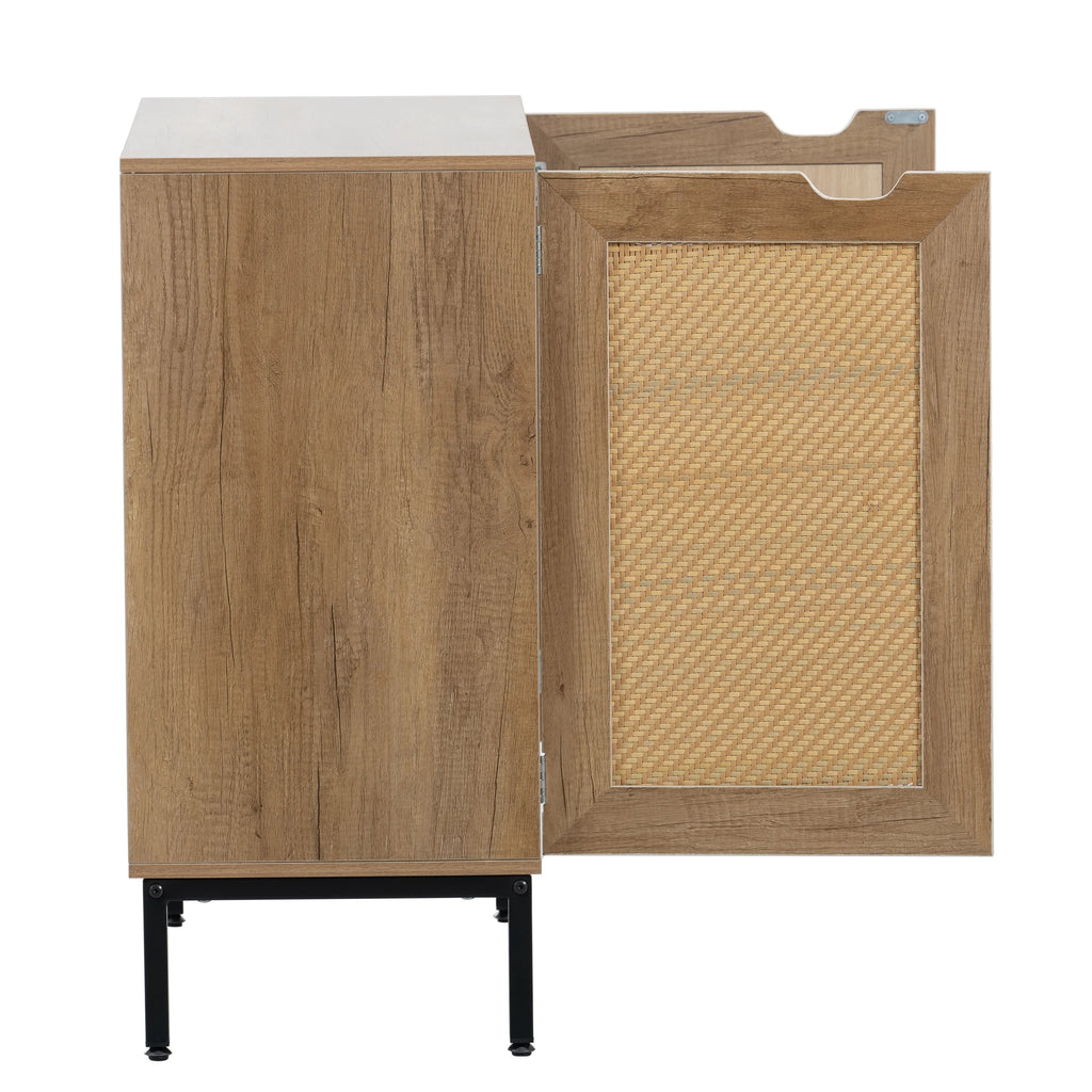 Rustic Accent Storage Cabinet with 2 Rattan Doors S3627