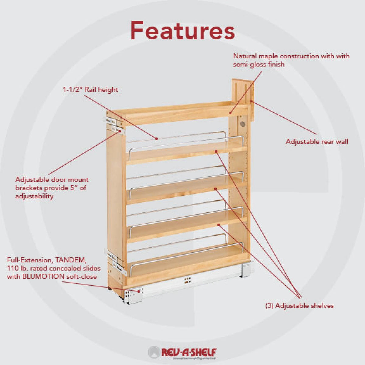 5.5" Pullout Cabinet Organizer with Soft-Close L782