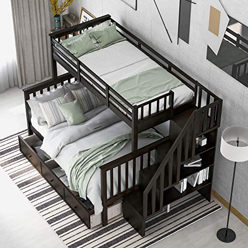 White Twin Over Twin Wood Bunk Bed with Trundle Q80630