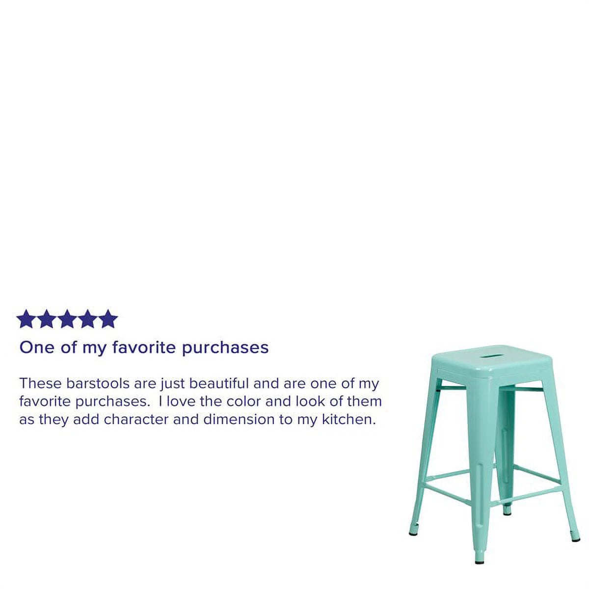 Mint Green Metal Backless Counter Stool Set of 3 L2054