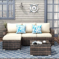 3 Pieces Beige Wicker Rattan Patio Sectional Set with Table O102610