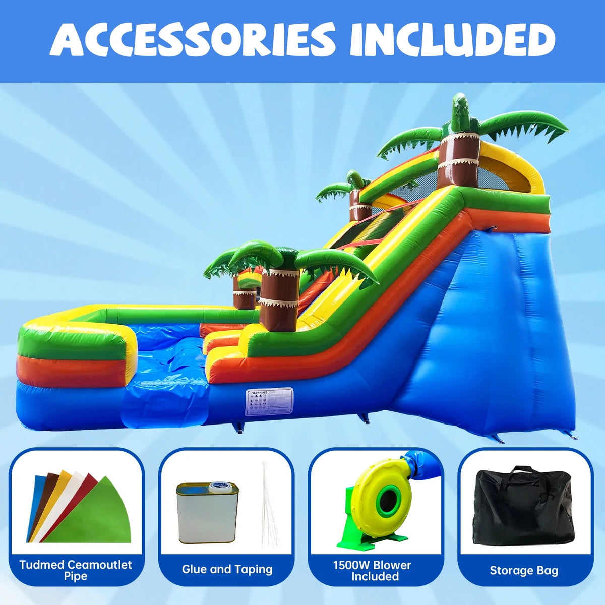 21 ft Inflatable Water Slide with Air Blower Y95691