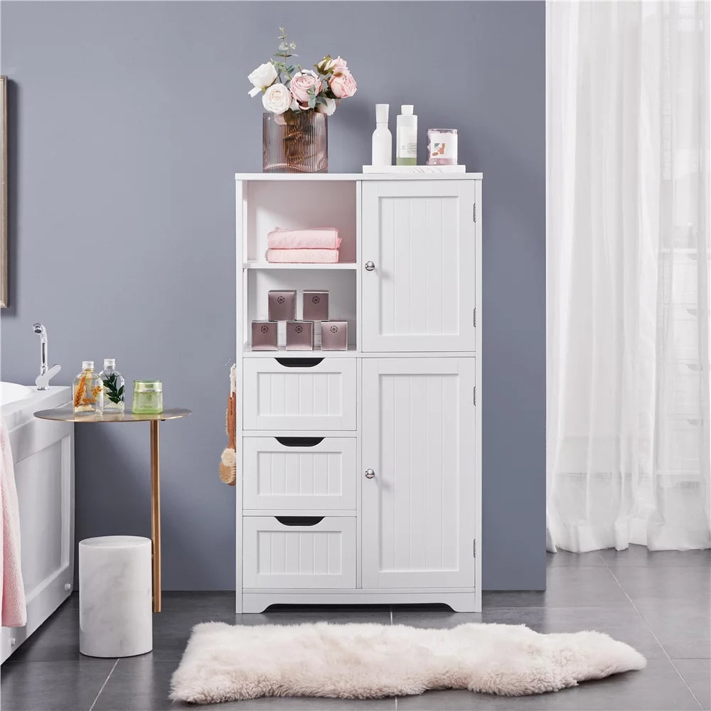 White 3 Drawer Wooden Bathroom Storage Cabinet M15469