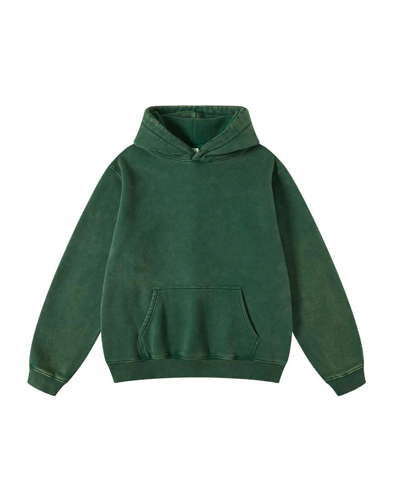Oversized Acid Wash Hoodie Pullover V3984
