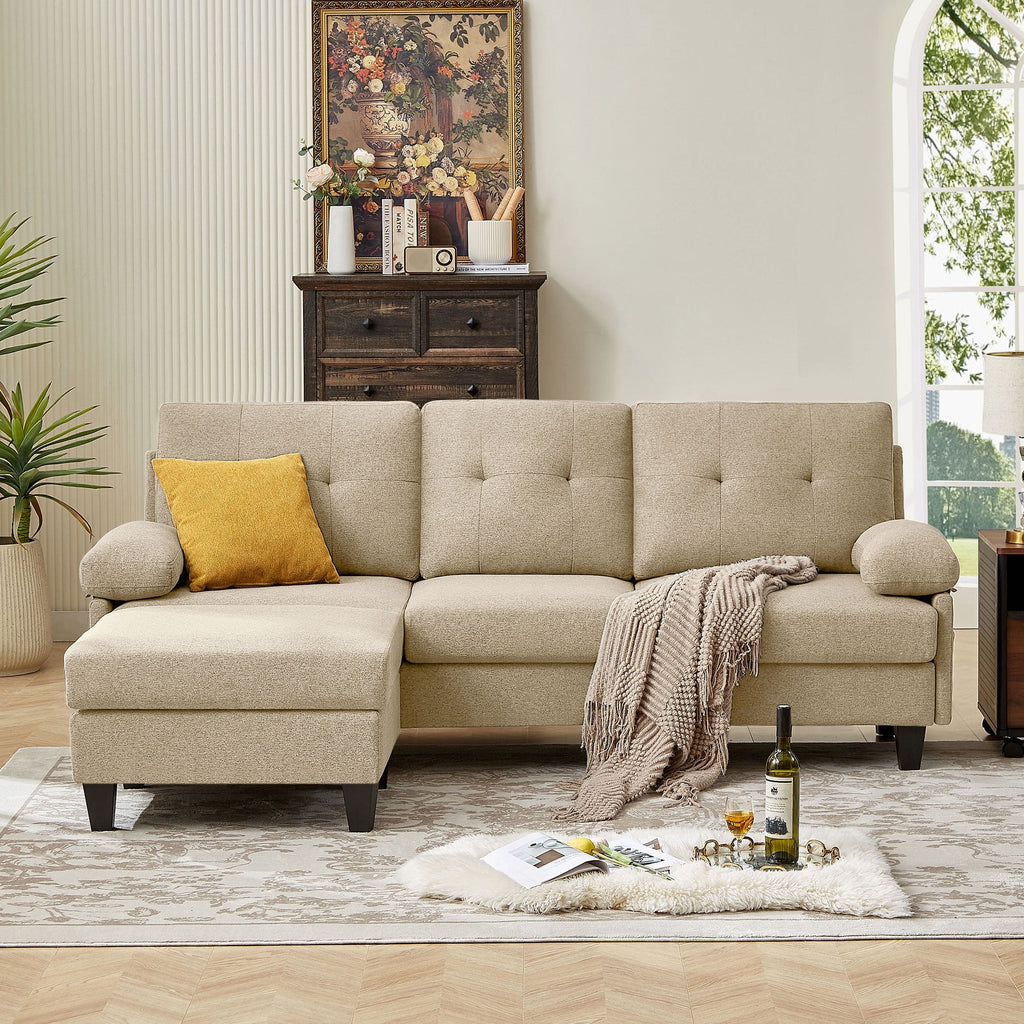 Modern Fabric L-Shaped Sectional Sofa with Chaise T845597