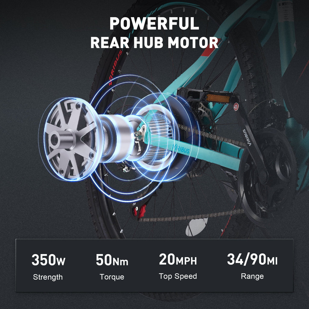 Electric Bike 26" Commuter Mountain Bike Disc Brakes 350W Motor 48V 10.4Ah Lithium Q53540