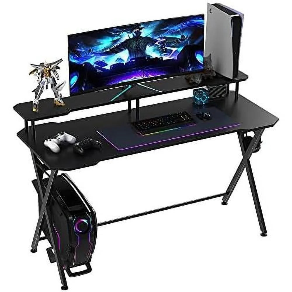 55 Inch Black Gaming Desk with Monitor Stand K446761
