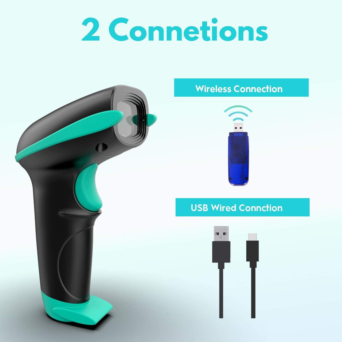 2D Wireless Barcode Scanner with Stand Pack of 2 Q347