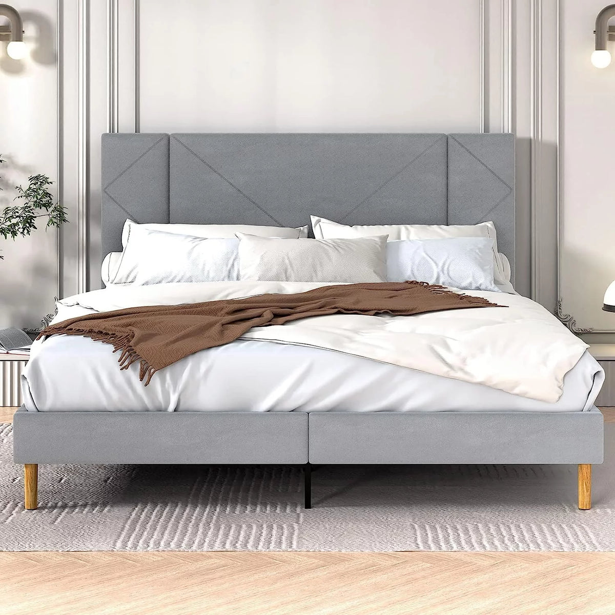 Queen Velvet Upholstered Bed Frame H76719