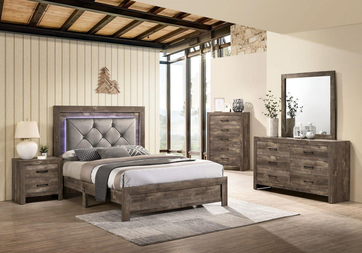 Natural Tone Wood King Bedroom Set 5pcs R526224