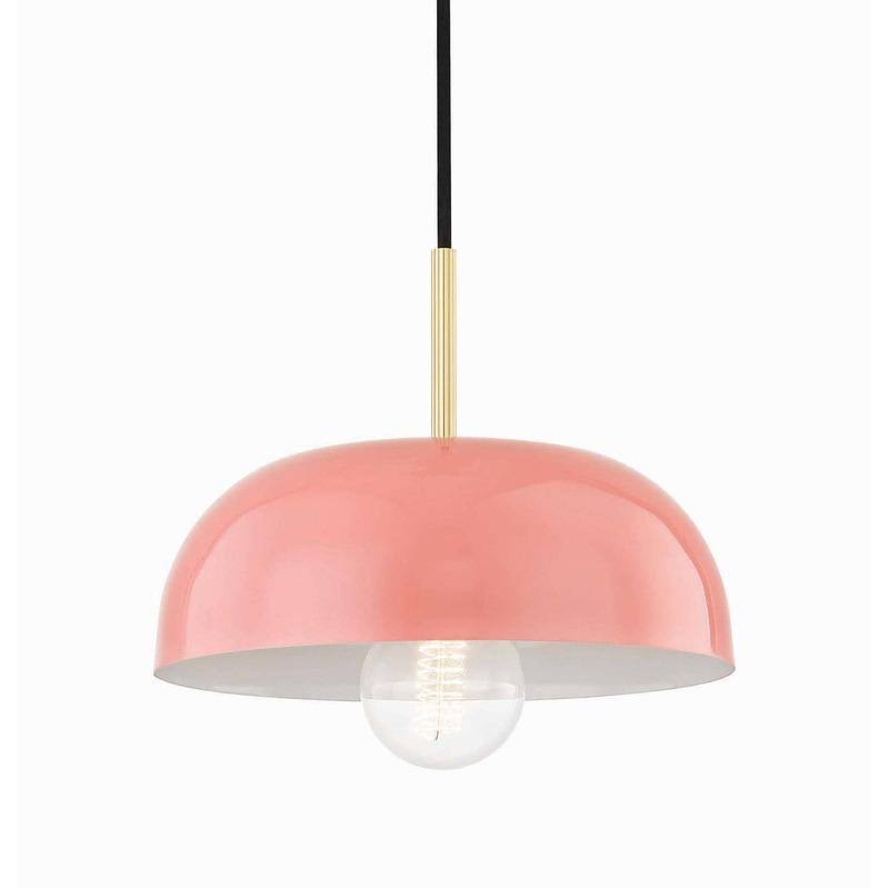 1-Light Large Pendant Aged Brass & Cream P404