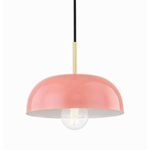 1-Light Large Pendant Aged Brass & Cream P404