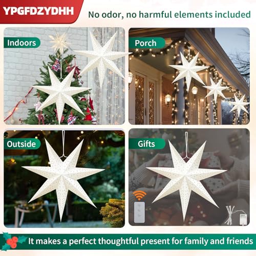 23" 7-Point Paper Star Lantern with LED Lights and Remote A409